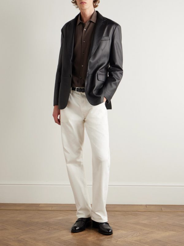 Spread-Collar Mulberry Silk Shirt - OU