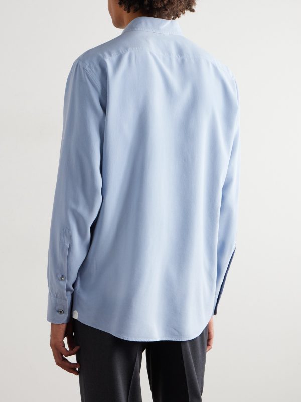 Spread-Collar Mulberry Silk Shirt - BK