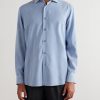 Spread-Collar Mulberry Silk Shirt - FR