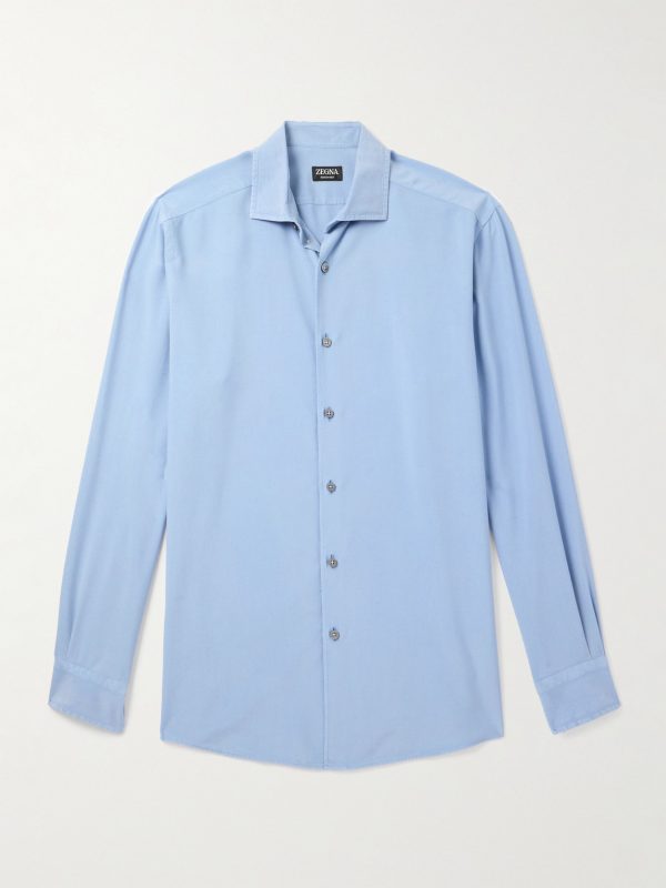 Spread-Collar Mulberry Silk Shirt