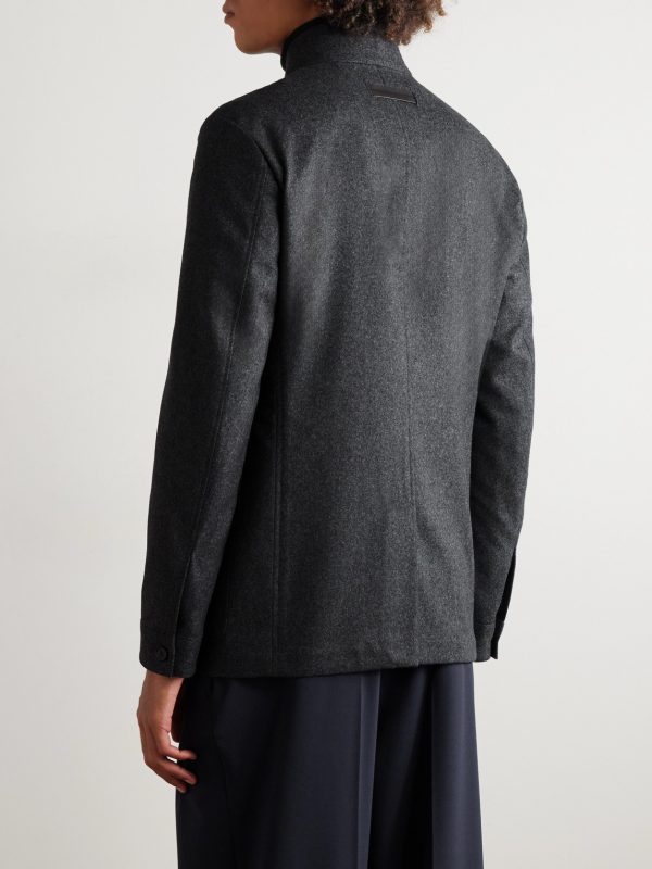 Il Conte Leather-Trimmed Oasi Cashmere Overshirt - BK Il Conte Leather-Trimmed Oasi Cashmere Overshirt - BK