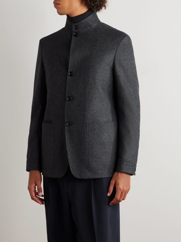 Il Conte Leather-Trimmed Oasi Cashmere Overshirt - FR Il Conte Leather-Trimmed Oasi Cashmere Overshirt - FR
