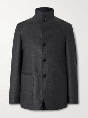 Il Conte Leather-Trimmed Oasi Cashmere Overshirt