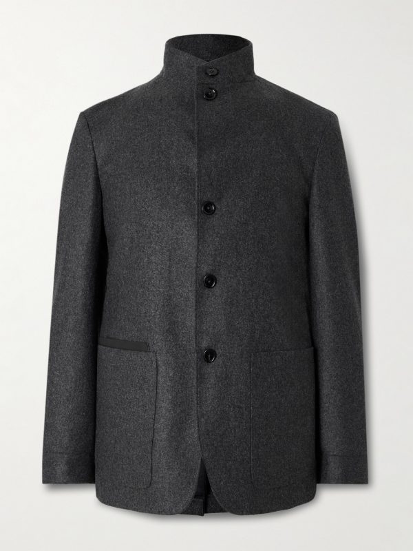 Il Conte Leather-Trimmed Oasi Cashmere Overshirt Il Conte Leather-Trimmed Oasi Cashmere Overshirt