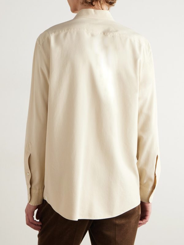 Spread-Collar Mulberry Silk Shirt - BK