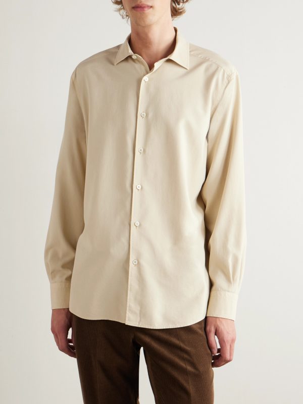 Spread-Collar Mulberry Silk Shirt - FR
