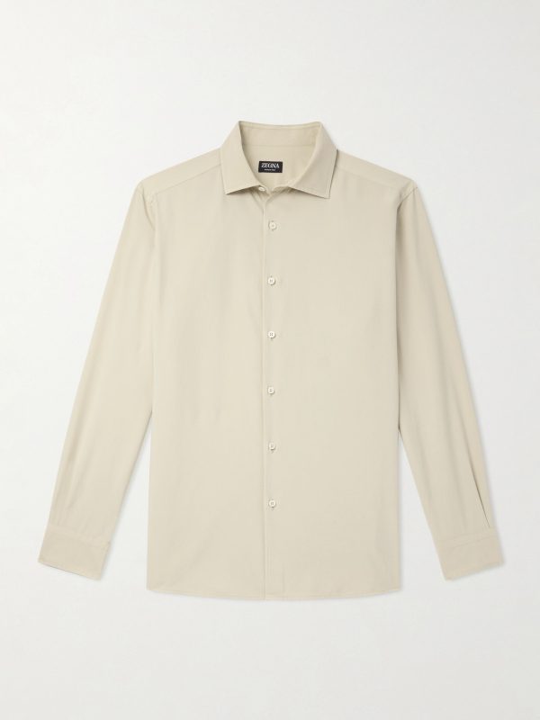 Spread-Collar Mulberry Silk Shirt