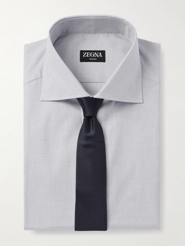 Cutaway-Collar Micro-Checked Trofeo™ Cotton-Poplin Shirt - E1 Cutaway-Collar Micro-Checked Trofeo™ Cotton-Poplin Shirt - E1