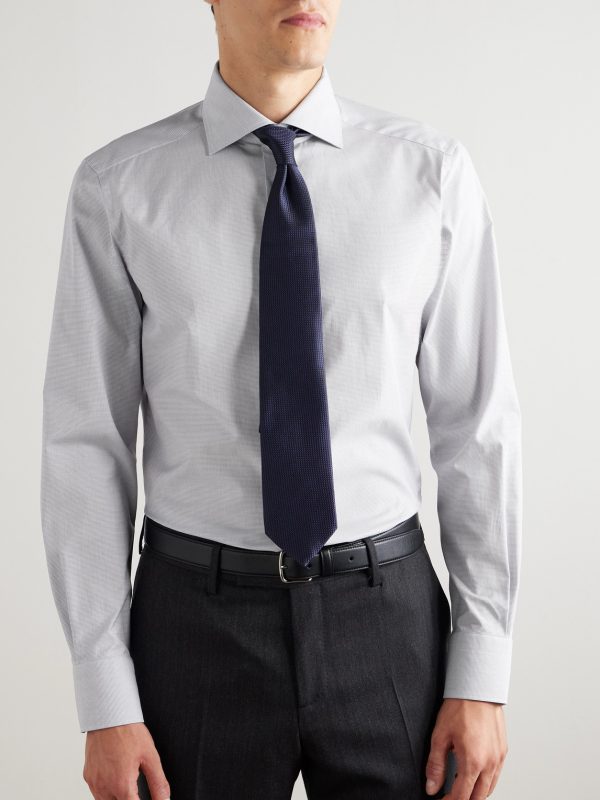 Cutaway-Collar Micro-Checked Trofeo™ Cotton-Poplin Shirt - FR Cutaway-Collar Micro-Checked Trofeo™ Cotton-Poplin Shirt - FR