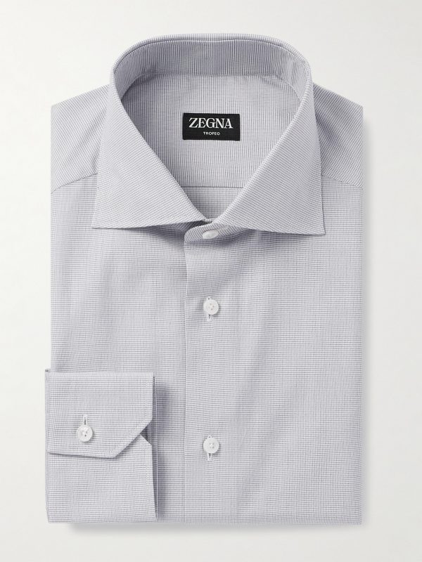 Cutaway-Collar Micro-Checked Trofeo™ Cotton-Poplin Shirt Cutaway-Collar Micro-Checked Trofeo™ Cotton-Poplin Shirt