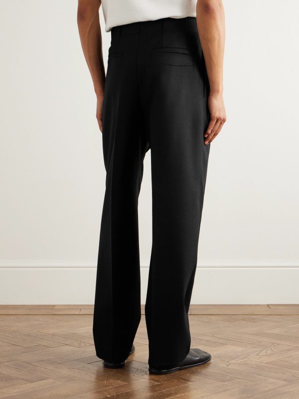 Straight-Leg Pleated Wool Trousers - BK Straight-Leg Pleated Wool Trousers - BK