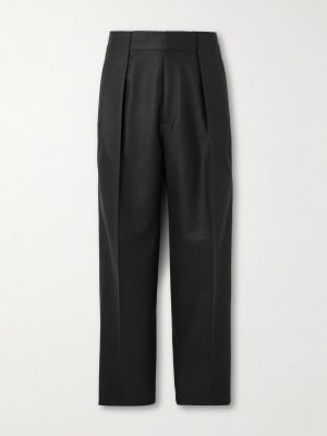 Straight-Leg Pleated Wool Trousers Straight-Leg Pleated Wool Trousers