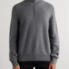Leather-Trimmed Oasi Cashmere Half-Zip Sweater - FR Leather-Trimmed Oasi Cashmere Half-Zip Sweater - FR