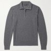 Leather-Trimmed Oasi Cashmere Half-Zip Sweater Leather-Trimmed Oasi Cashmere Half-Zip Sweater
