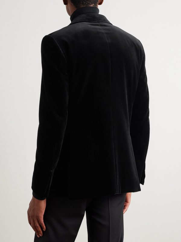 Satin-Trimmed Cotton-Velvet Tuxedo Jacket - BK