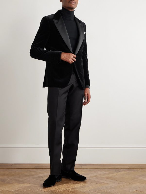 Satin-Trimmed Cotton-Velvet Tuxedo Jacket - OU