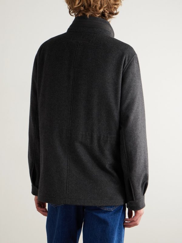 Padded Suede-Trimmed Oasi Cashmere Coat - BK Padded Suede-Trimmed Oasi Cashmere Coat - BK