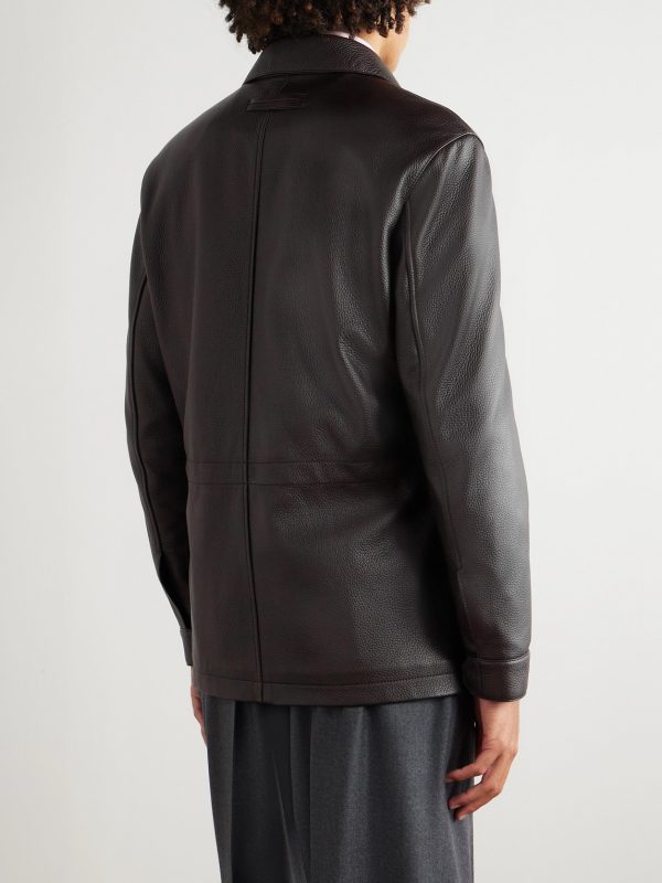 Padded Full-Grain Leather Field Jacket - BK Padded Full-Grain Leather Field Jacket - BK