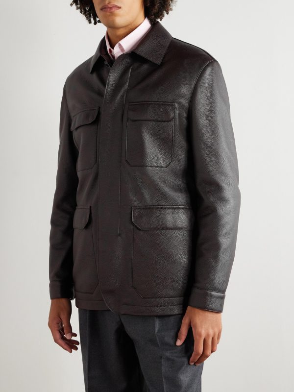 Padded Full-Grain Leather Field Jacket - FR Padded Full-Grain Leather Field Jacket - FR