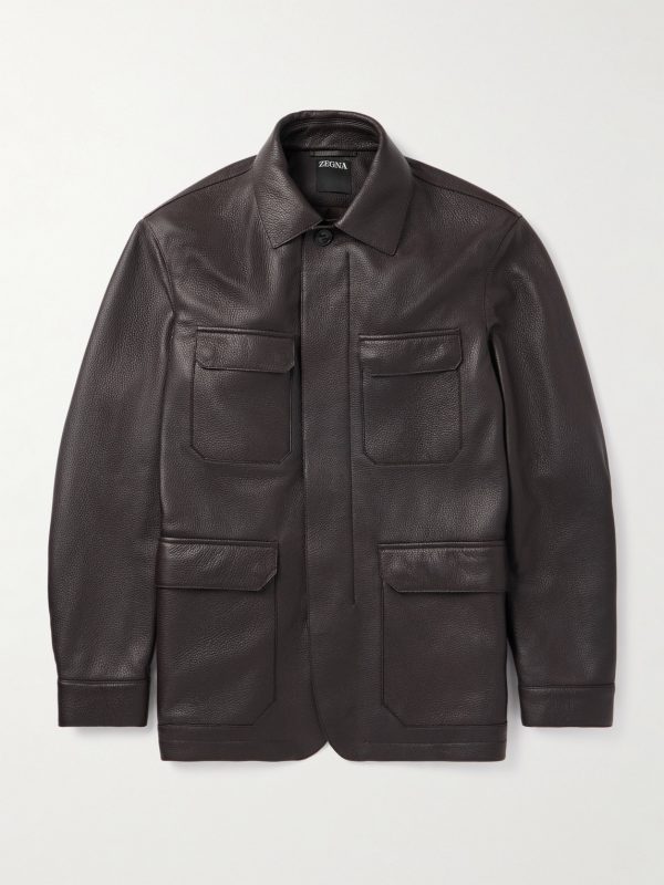 Padded Full-Grain Leather Field Jacket Padded Full-Grain Leather Field Jacket