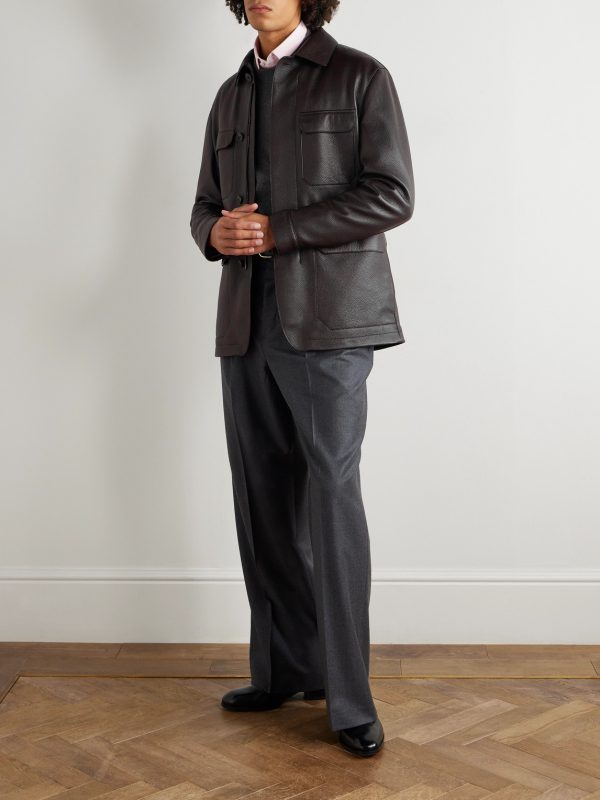 Padded Full-Grain Leather Field Jacket - OU Padded Full-Grain Leather Field Jacket - OU