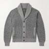 Shawl-Collar Waffle-Knit Cashmere and Mohair-Blend Cardigan