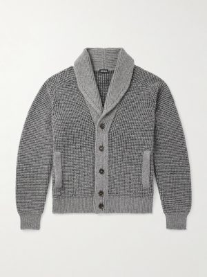 Shawl-Collar Waffle-Knit Cashmere and Mohair-Blend Cardigan Shawl-Collar Waffle-Knit Cashmere and Mohair-Blend Cardigan