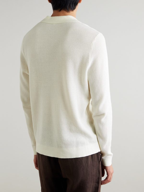 Crocheted-Knit Cotton Polo Shirt - BK