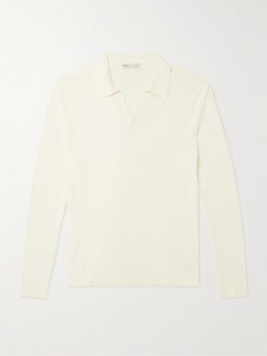 Crocheted-Knit Cotton Polo Shirt Crocheted-Knit Cotton Polo Shirt