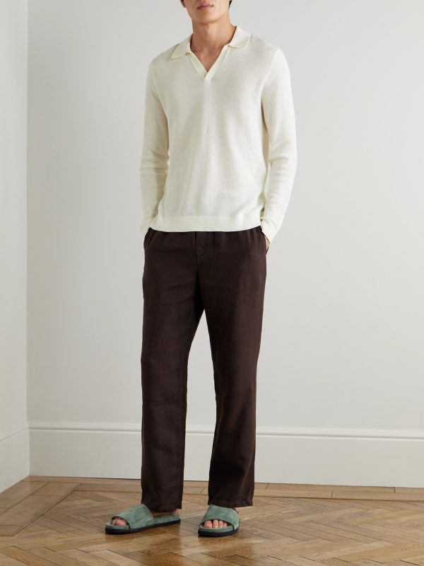 Crocheted-Knit Cotton Polo Shirt - OU