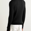 Ribbed Merino Wool Polo Shirt - BK