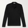Ribbed Merino Wool Polo Shirt