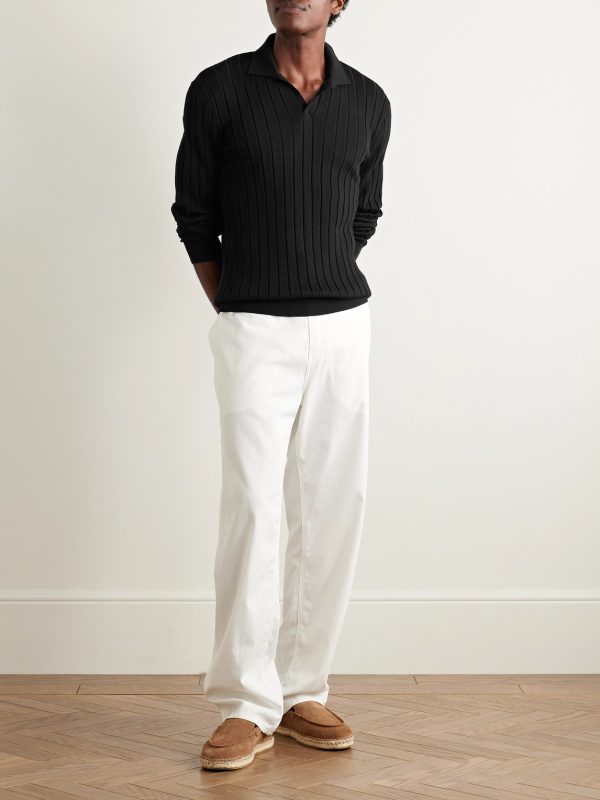 Ribbed Merino Wool Polo Shirt - OU