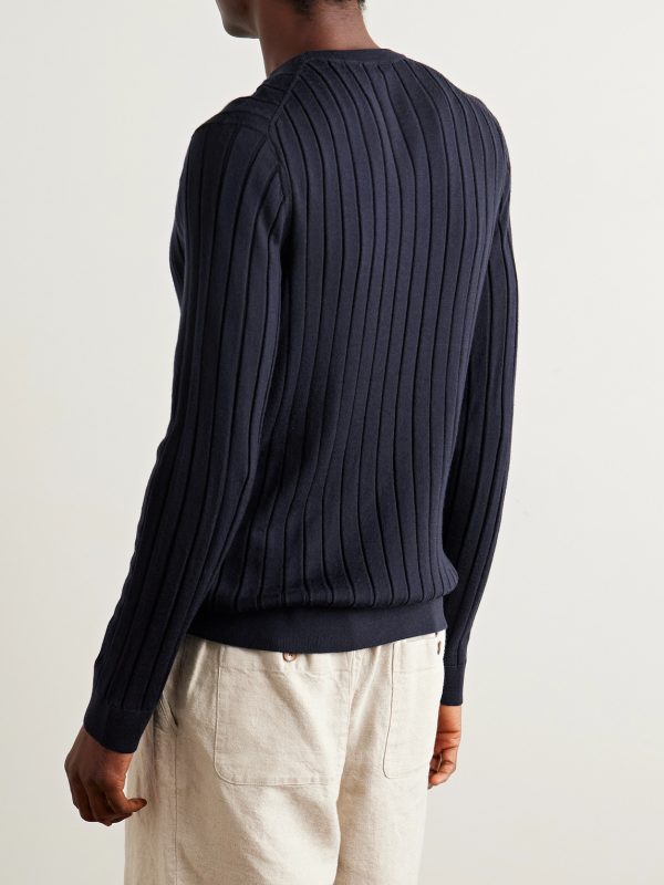 Slim-Fit Ribbed Merino Wool Sweater - BK