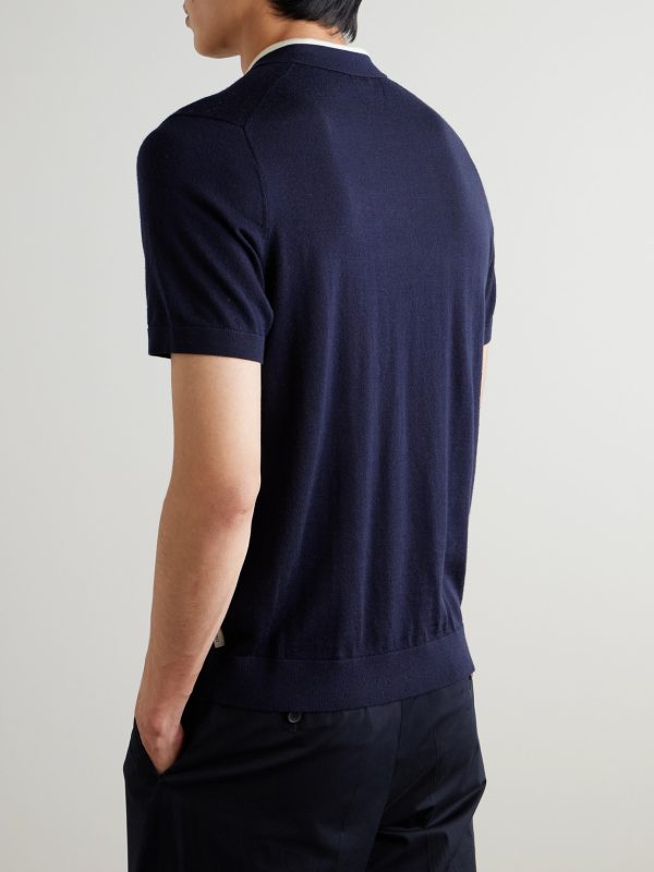 Slim-Fit Merino Wool Polo Shirt - BK Slim-Fit Merino Wool Polo Shirt - BK