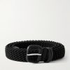 2.7cm Leather-Trimmed Woven Cord Belt