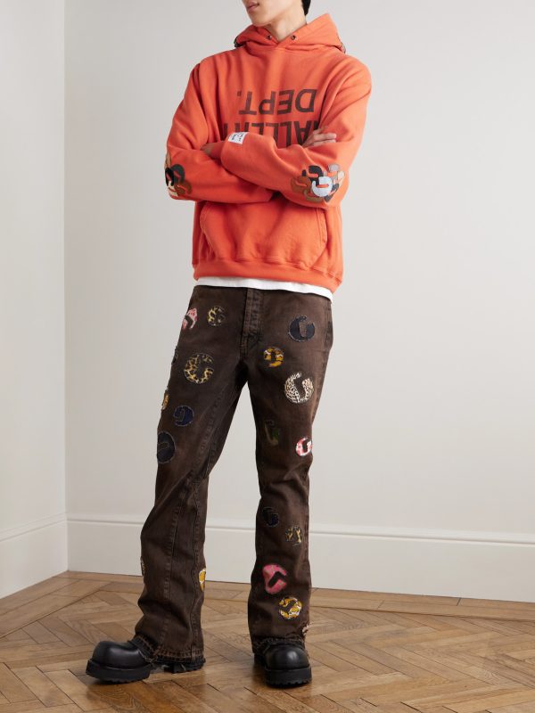 Logo-Print Appliquéd Cotton-Jersey Hoodie - OU Logo-Print Appliquéd Cotton-Jersey Hoodie - OU