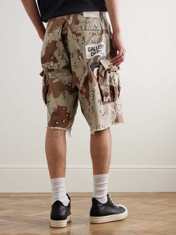 Kenzi Chocolate Chip Appliquéd Distressed Camouflage-Print Cotton-Ripstop Shorts - BK Kenzi Chocolate Chip Appliquéd Distressed Camouflage-Print Cotton-Ripstop Shorts - BK