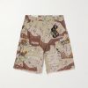 Kenzi Chocolate Chip Appliquéd Distressed Camouflage-Print Cotton-Ripstop Shorts Kenzi Chocolate Chip Appliquéd Distressed Camouflage-Print Cotton-Ripstop Shorts