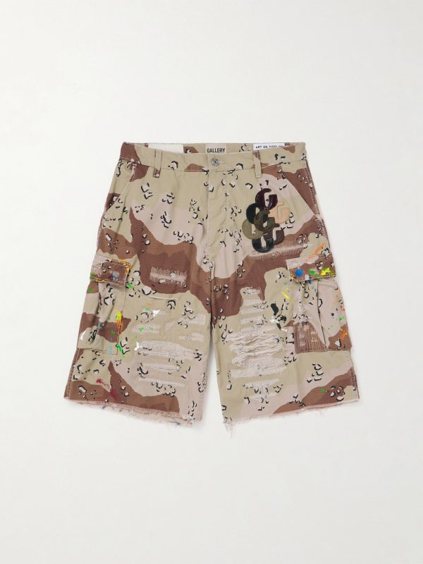 Kenzi Chocolate Chip Appliquéd Distressed Camouflage-Print Cotton-Ripstop Shorts Kenzi Chocolate Chip Appliquéd Distressed Camouflage-Print Cotton-Ripstop Shorts