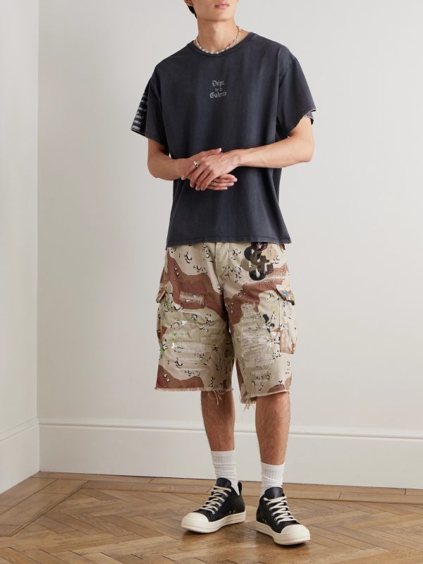 Kenzi Chocolate Chip Appliquéd Distressed Camouflage-Print Cotton-Ripstop Shorts - OU Kenzi Chocolate Chip Appliquéd Distressed Camouflage-Print Cotton-Ripstop Shorts - OU