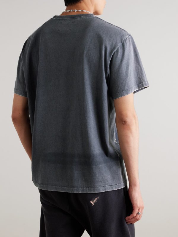 Logo-Print Paint-Splattered Cotton-Jersey T-Shirt - BK