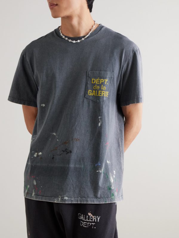 Logo-Print Paint-Splattered Cotton-Jersey T-Shirt - FR