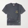 Logo-Print Paint-Splattered Cotton-Jersey T-Shirt