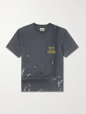 Logo-Print Paint-Splattered Cotton-Jersey T-Shirt
