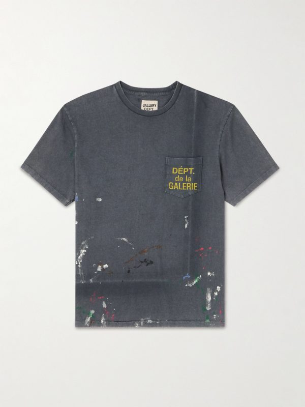 Logo-Print Paint-Splattered Cotton-Jersey T-Shirt