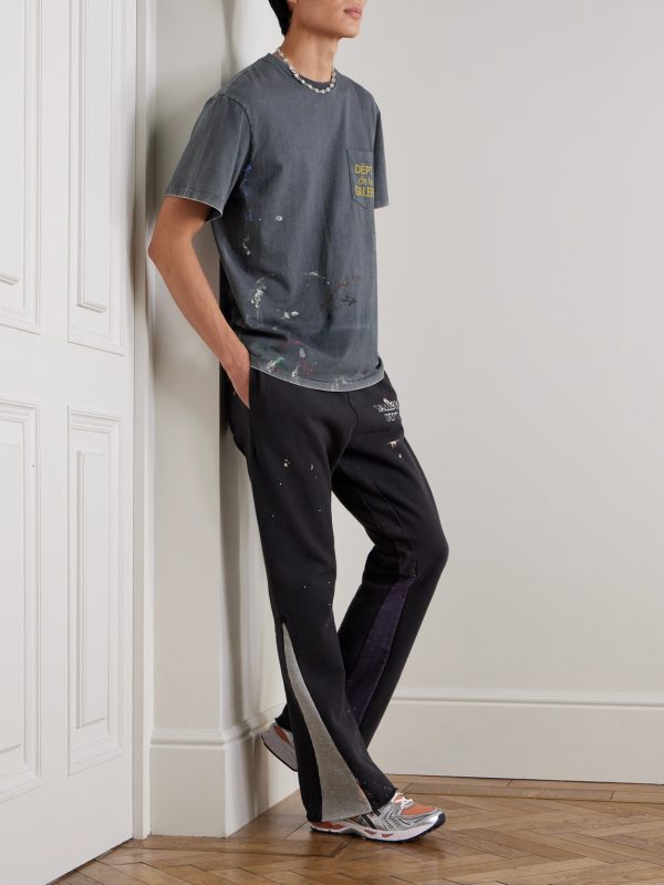 Logo-Print Paint-Splattered Cotton-Jersey T-Shirt - OU