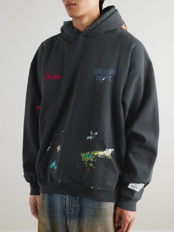 Paint-Splattered Embellished Cotton-Jersey Hoodie - FR