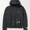 Paint-Splattered Embellished Cotton-Jersey Hoodie