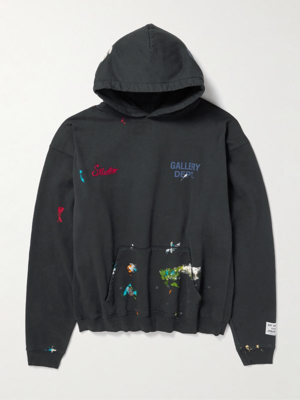 Paint-Splattered Embellished Cotton-Jersey Hoodie